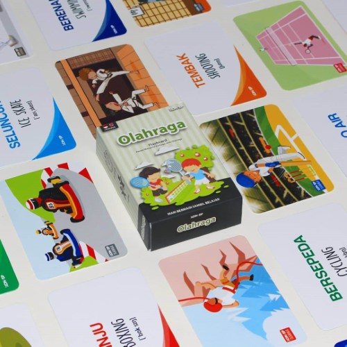 Flash Card Olahraga - Kartu Belajar Anak Bergambar - Konsep Studio